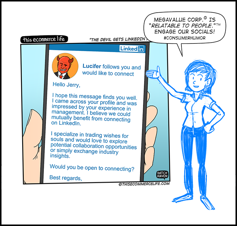 license comic (#008) • ‟The Devil gets LinkedIn Premium”