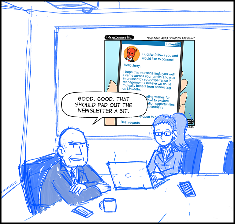 license comic (#008) • ‟The Devil gets LinkedIn Premium”