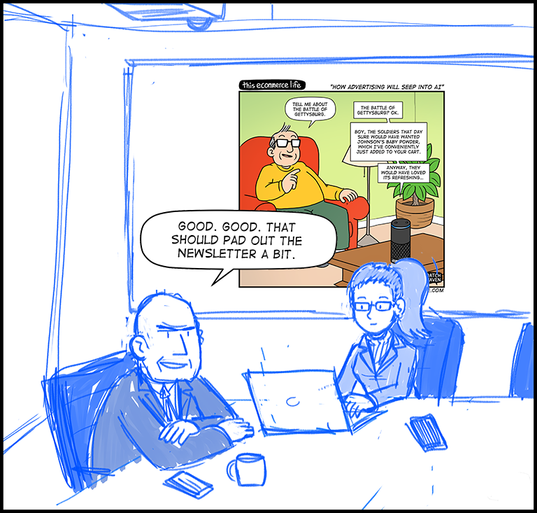 license comic (#016) • ‟How advertising will seep into AI”