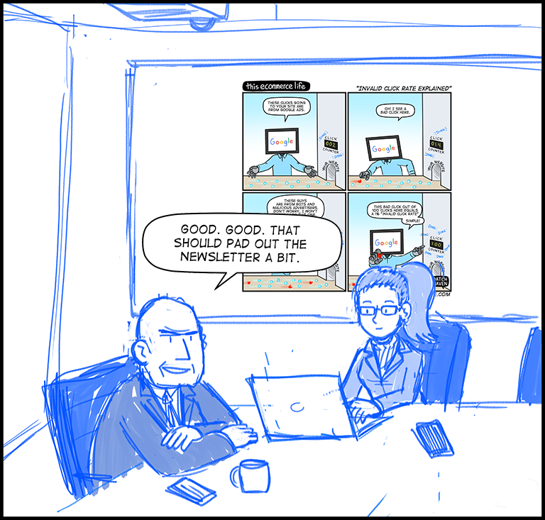 license comic (#033) • ‟Invalid click rate explained”