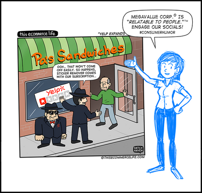 license comic (#009) • ‟Yelp expands offline”