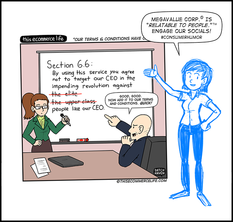 license comic (#017) • ‟Our terms & conditions have changed!”