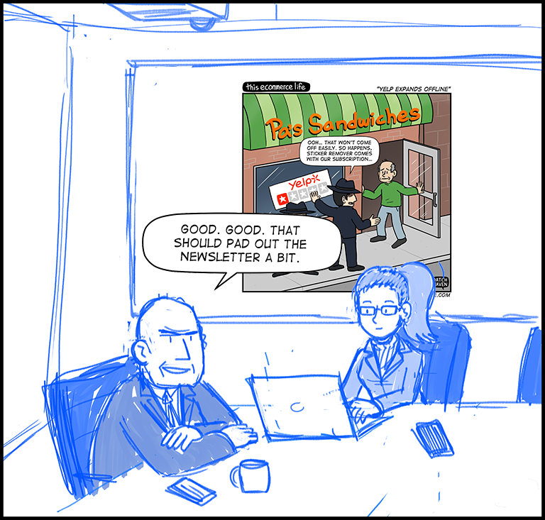 license comic (#009) • ‟Yelp expands offline”