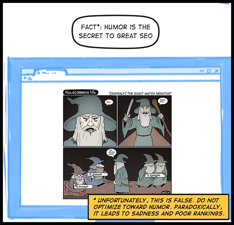 license comic (#031) • ‟[Gandalf] the exact match negative”
