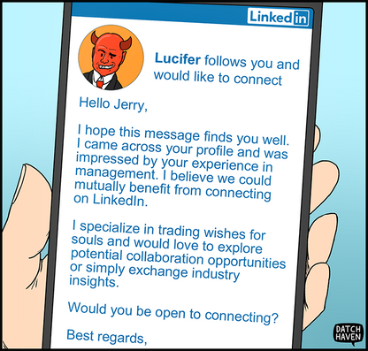 license comic (#008) • ‟The Devil gets LinkedIn Premium”