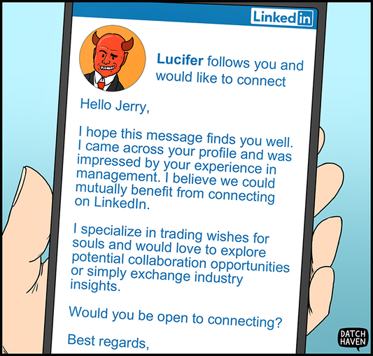 license comic (#008) • ‟The Devil gets LinkedIn Premium”
